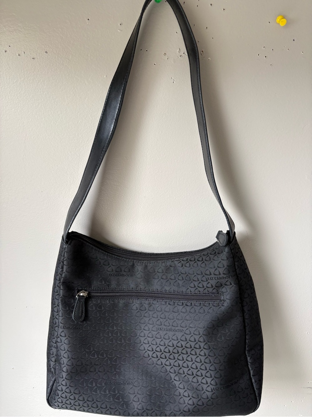 Liz Claiborne Classic Black Logo Shoulder Bag - Everyday Elegant